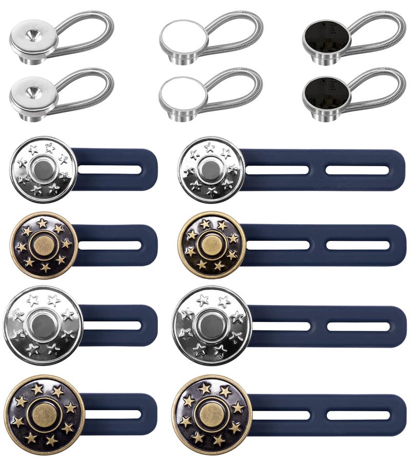 YUANHANG Pants Button Extender Shirt Collar Extenders: 8 Pcs Jeans Waist Silicone Button for Mens and Women - 6 Neck Extenders Dress Shirts - Image 1
